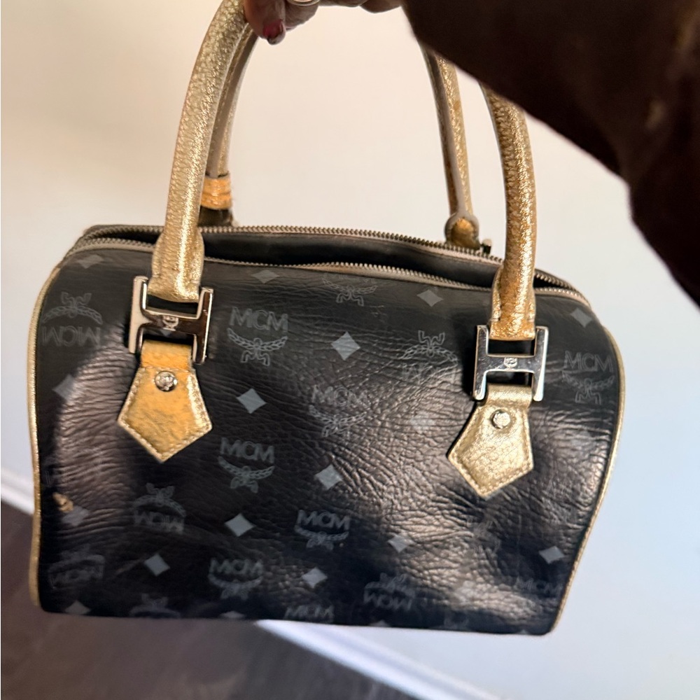MCM Black and Gold Satchel with Tassel - Picture 3 of 11